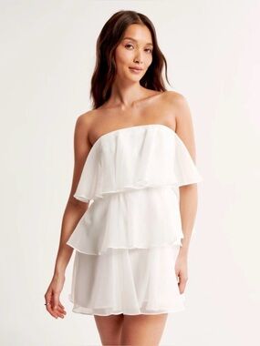 Abercrombie and Fitch Organza Tiered White Dress
